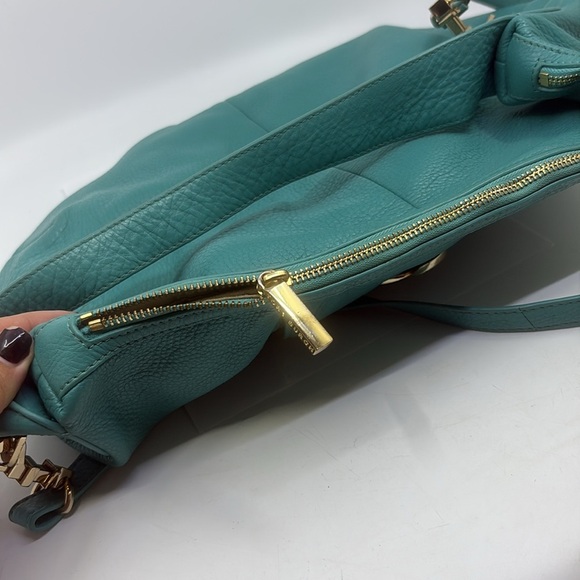 Tory Burch Teal Leather Amanda Hobo shoulder Bag with crossbody strap Read* - Picture 12 of 13